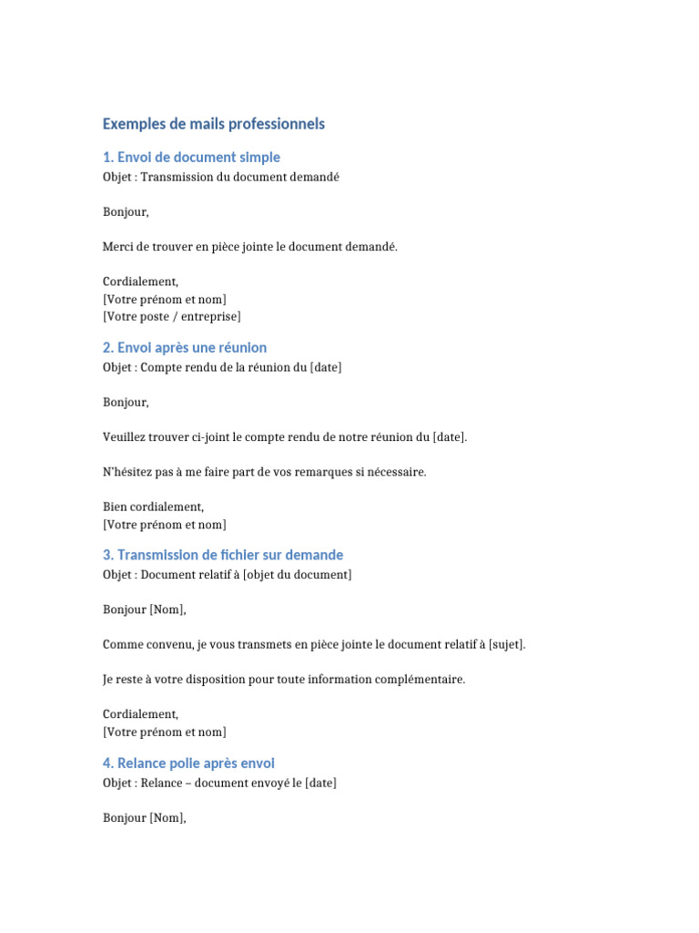 Exemples de mails professionnels efficaces | PDF
