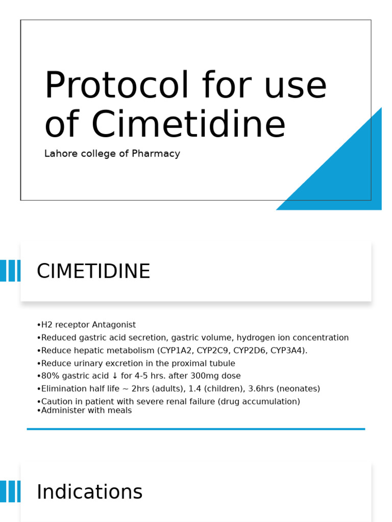 Cimetidine Protocol: Usage & Dosing Guide | PDF | Drugs | Medical ...