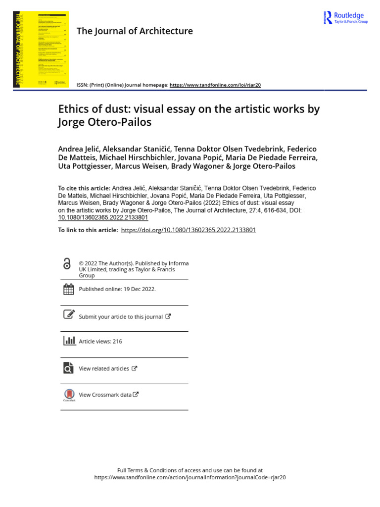Ethics of Dust Visual Essay On The Artistic Works by Jorge Otero Pailos ...