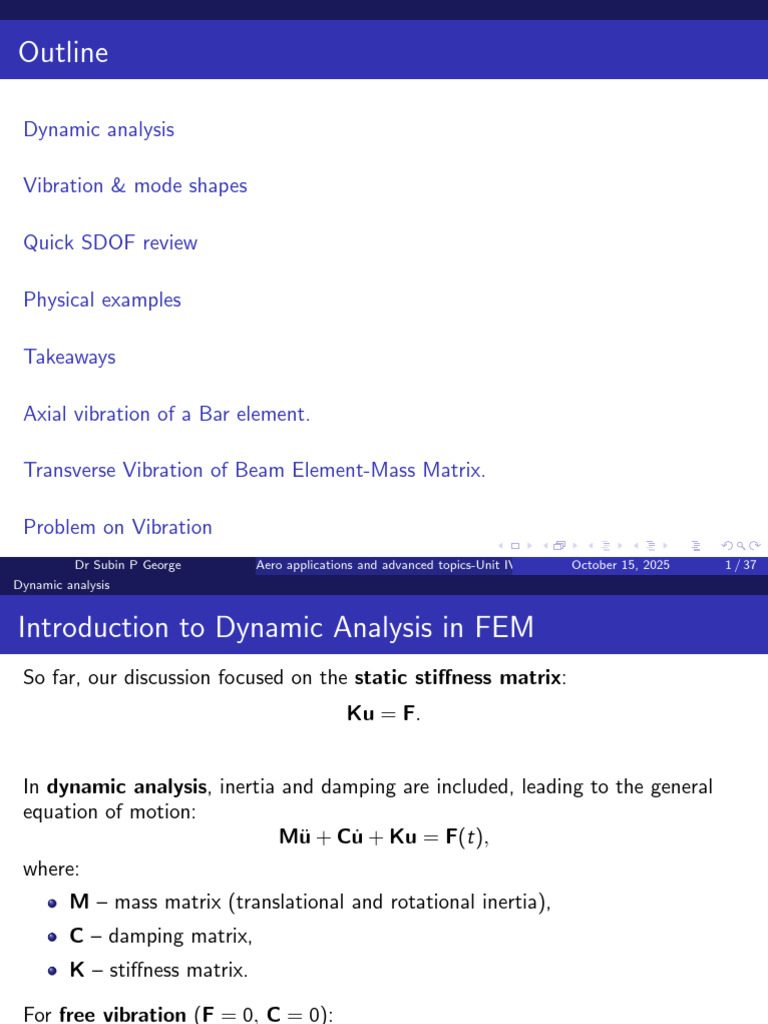 Dynamic Analysis of Vibration in FEM | PDF | Normal Mode | Beam (Structure)