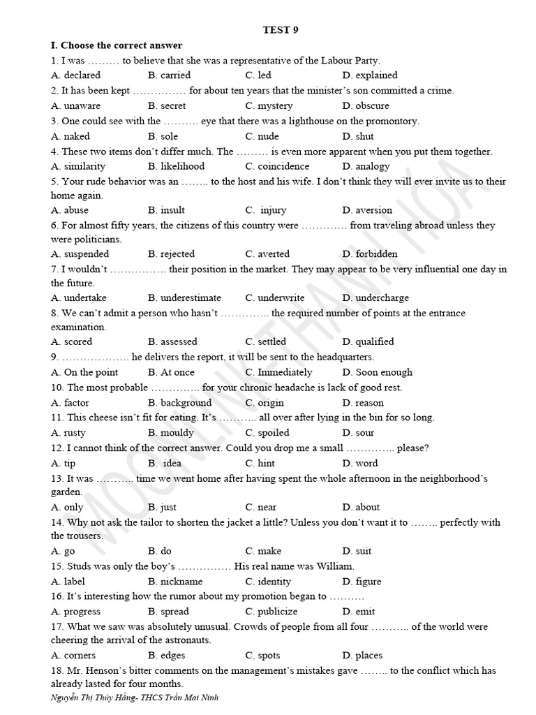 Test 9 | PDF