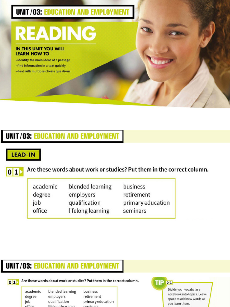 Unit 3 - Education and Employment | PDF
