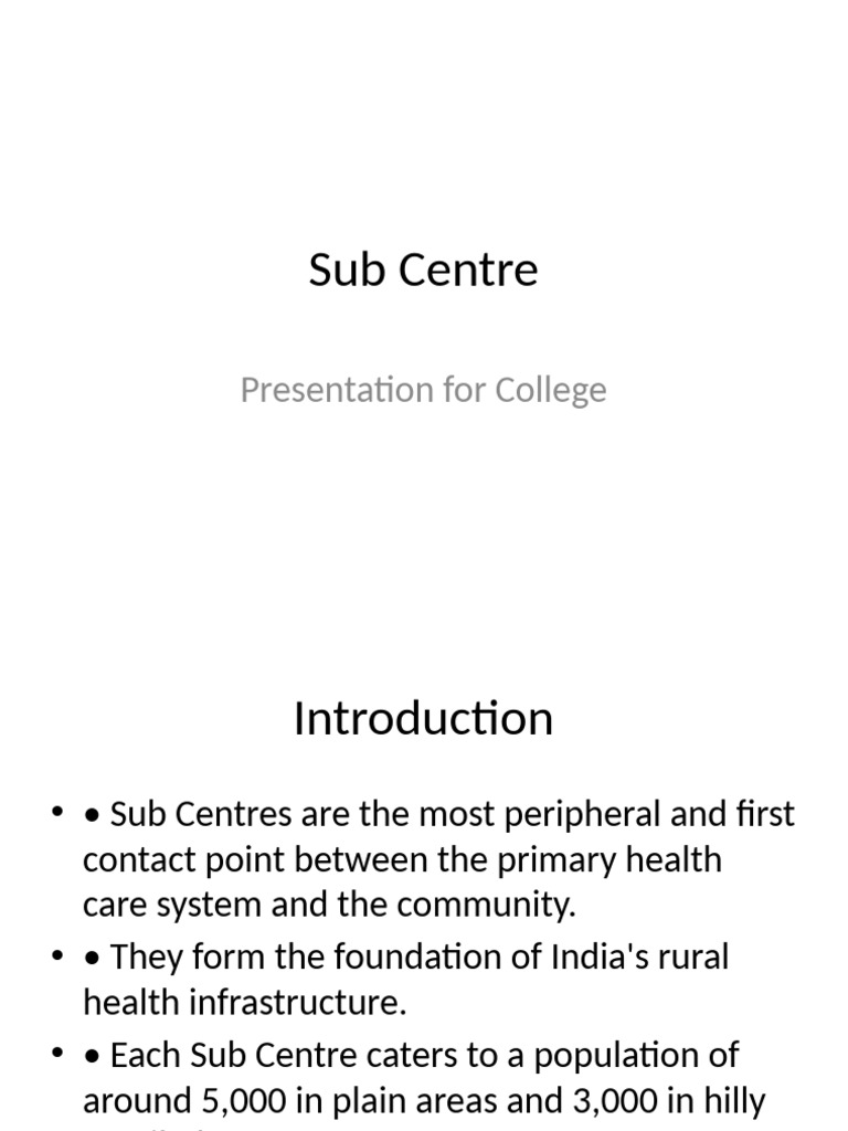 Role of Sub Centres in Rural Health Care | PDF