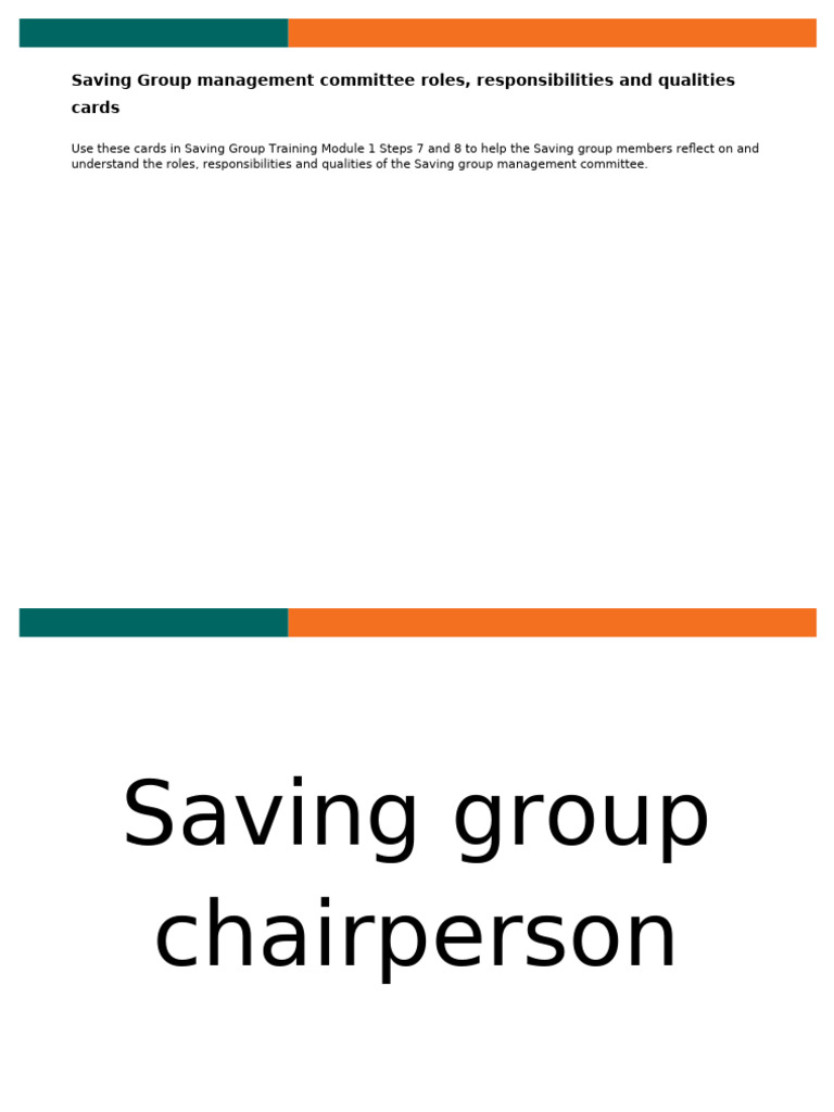 Module 1 Resource - S4T Group Management Committee Role Cards | PDF