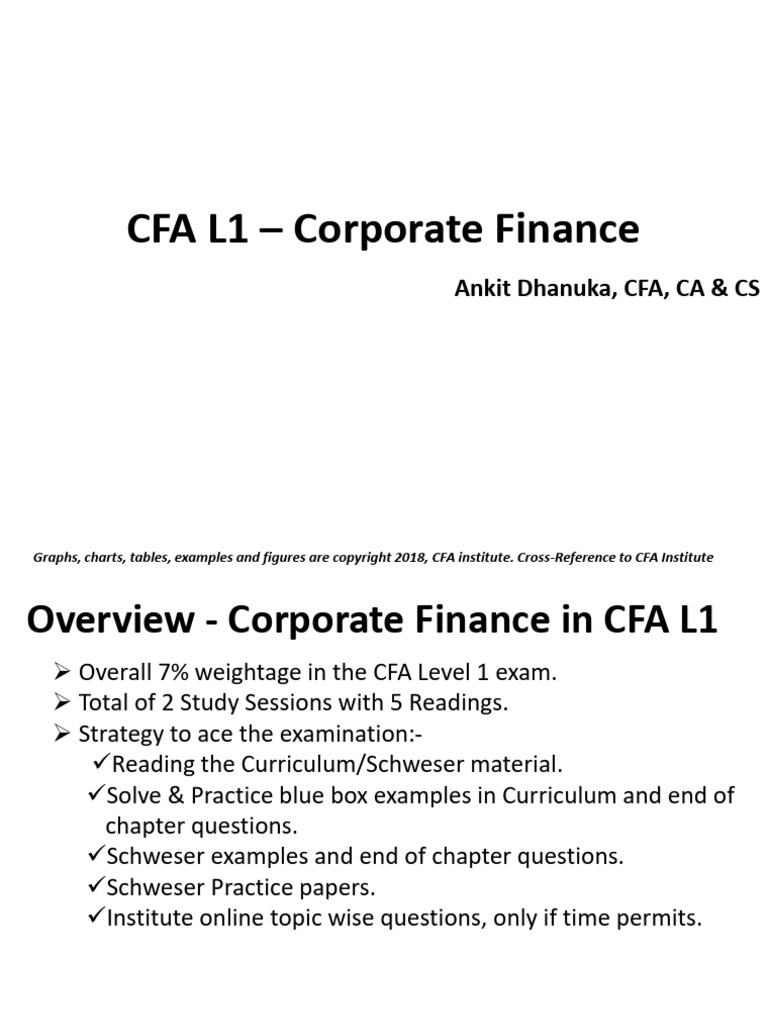 CFA L1 Corporate Finance Overview | PDF | Cost Of Capital | Capital ...