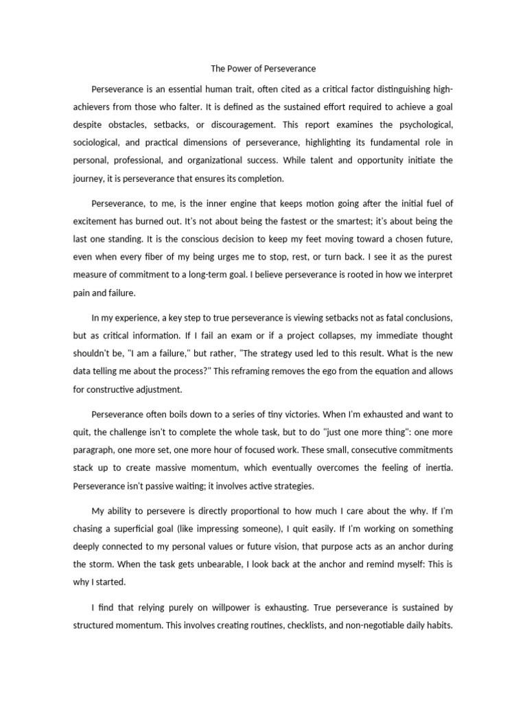 The Importance of Perseverance in Success | PDF | Goal | Motivation