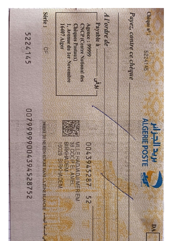 Cheque Algerie Poste | PDF