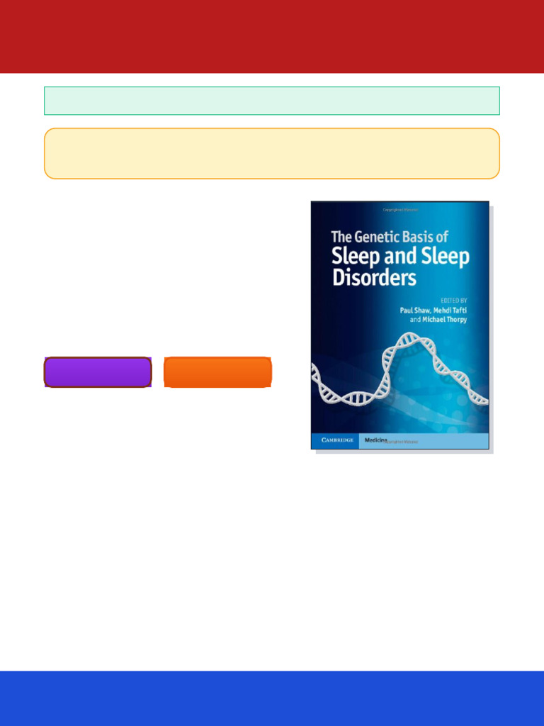 The Genetic Basis of Sleep and Sleep Disorders 1st Edition Shaw P ...