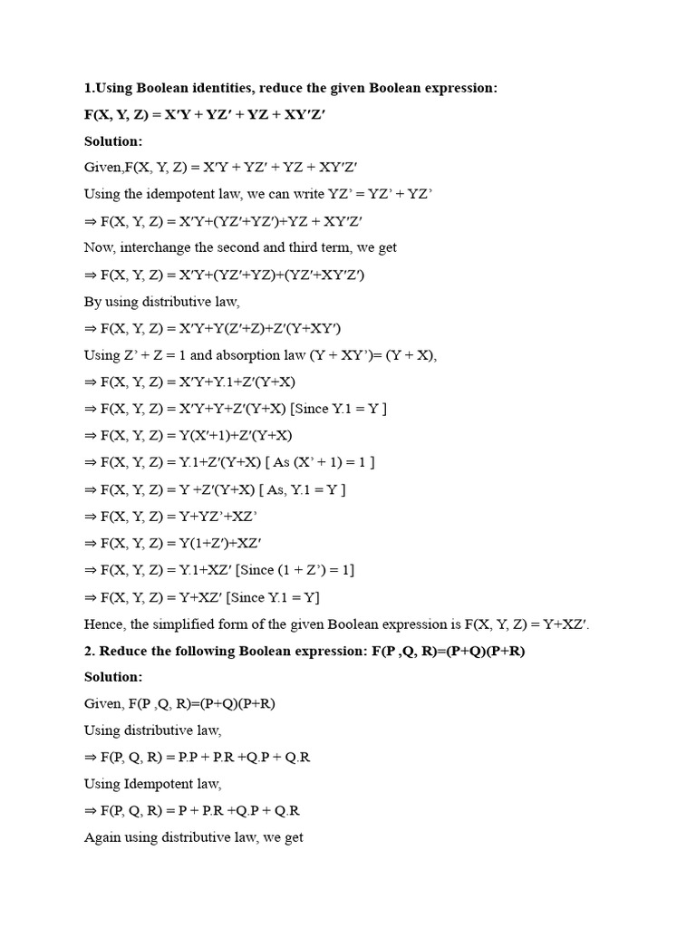 Boolean Expression Reduction Techniques | PDF | Logic | Boolean Algebra