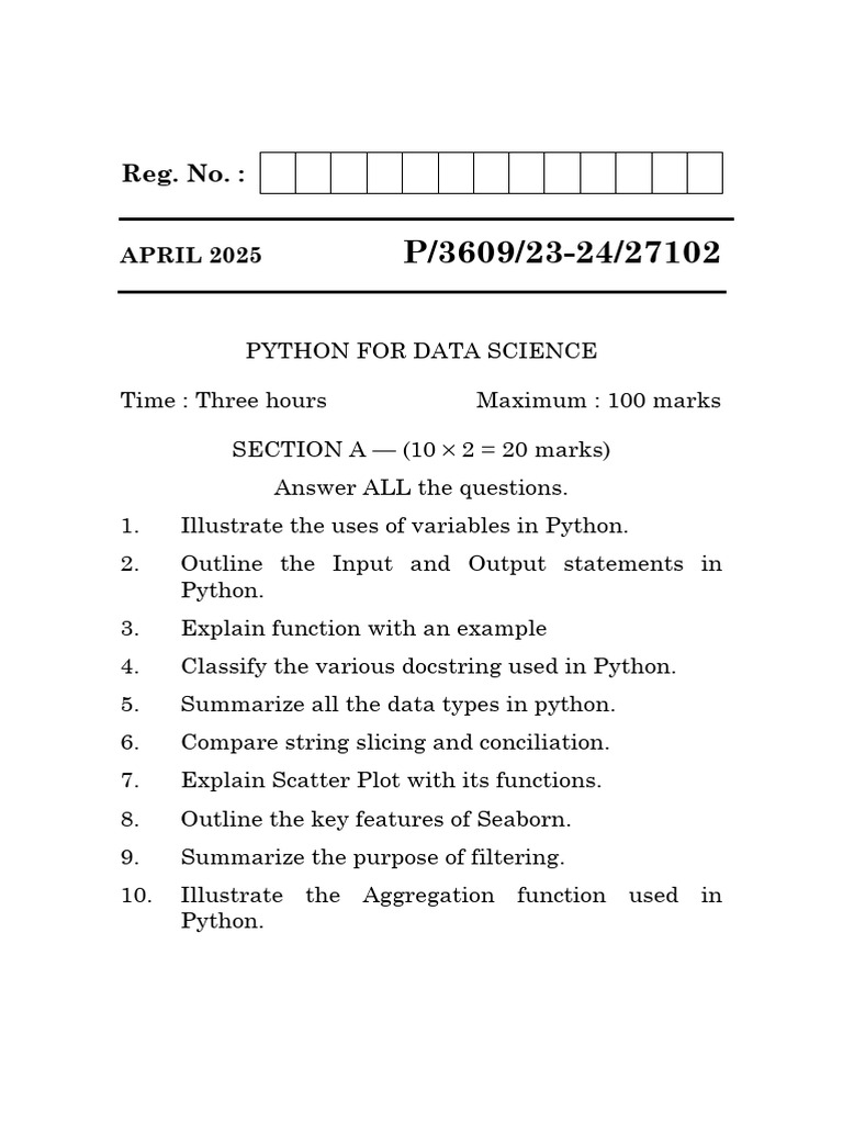 Python for Data Science Exam Guide | PDF