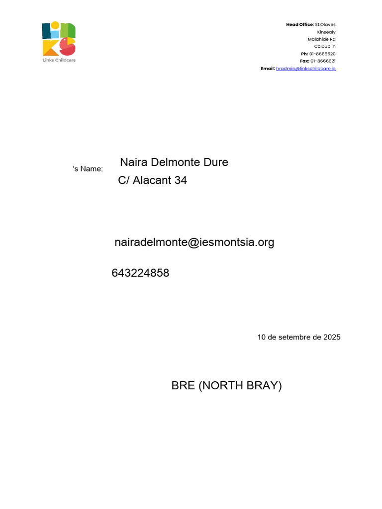 Student Placement Agreement at Links Childcare | PDF | Child Care ...