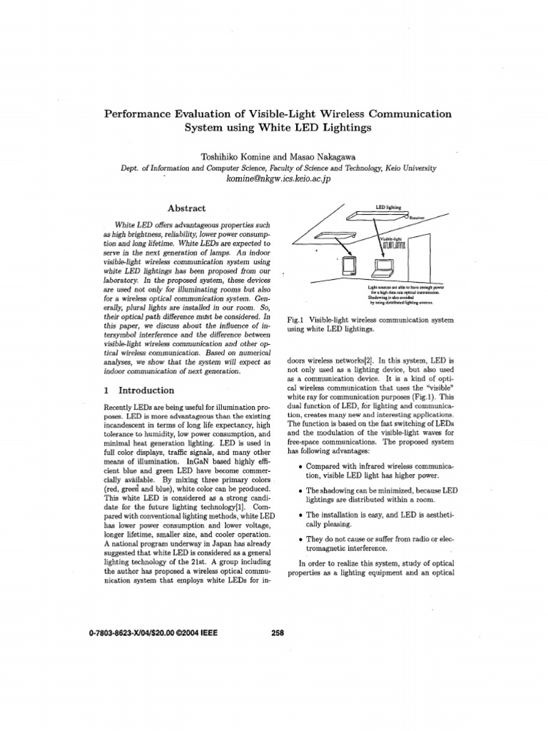 Performance Evaluation of Visible-Light Wireless Communication System ...