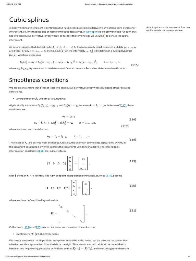Understanding Cubic Splines in Interpolation | PDF | Spline ...