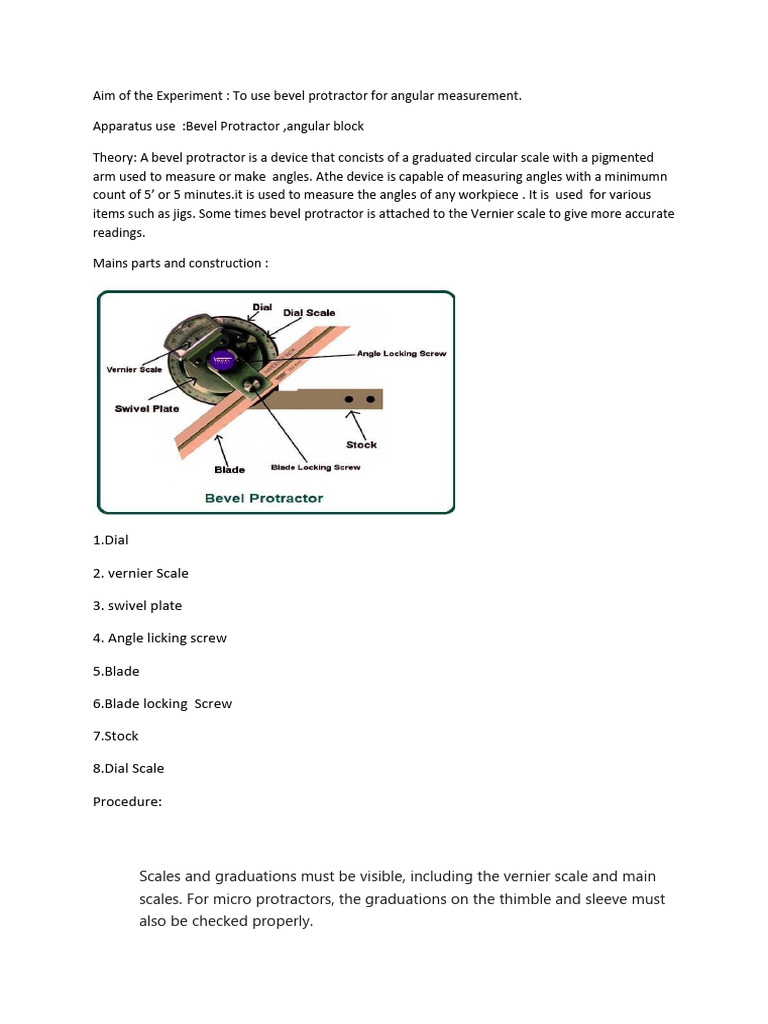 Bevel Protractor Angular Measurement Guide | PDF