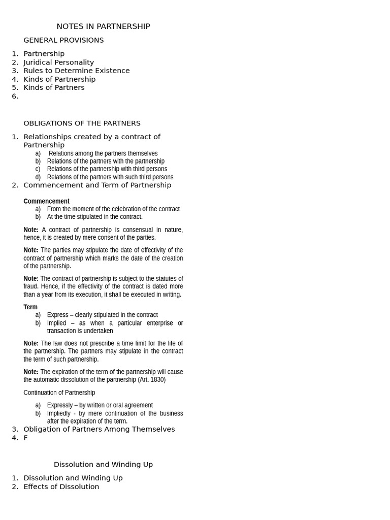 Notes in Partnership | PDF