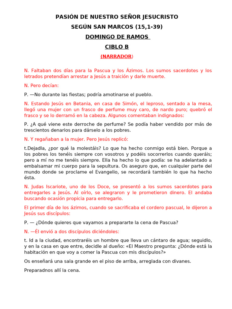 Pasión de Jesucristo según San Marcos | PDF | Jesús | Poncio Pilato