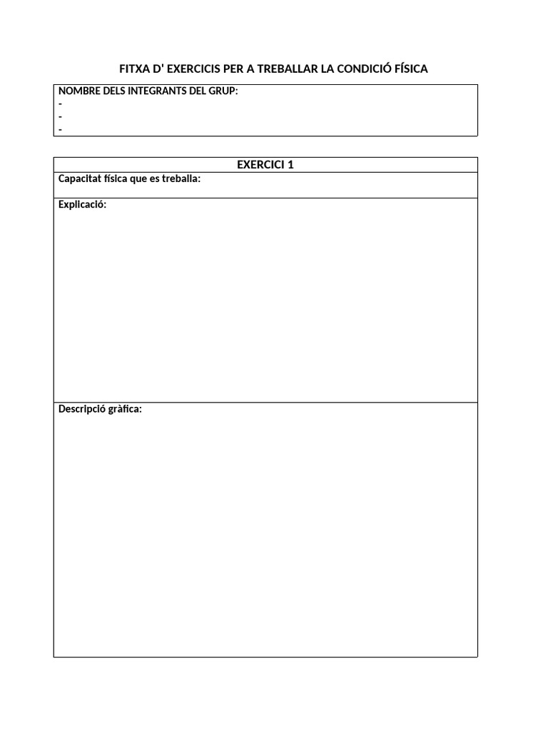 Fitxa D Exercicis Per A Treballar La Condició Física 2 | PDF