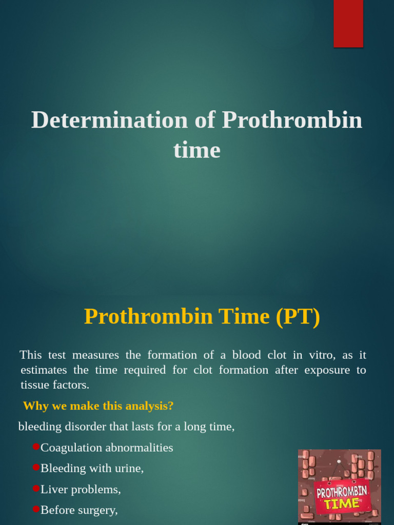 Prothrombin and Thrombin Time Testing | PDF