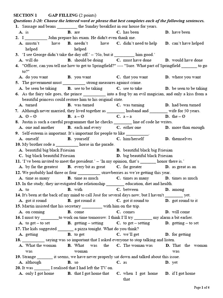 English Grammar Practice Test | PDF
