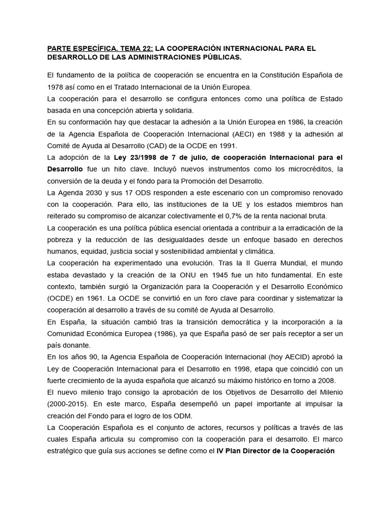 Cooperación Internacional para El Desarrollo | PDF | Ayuda para el ...