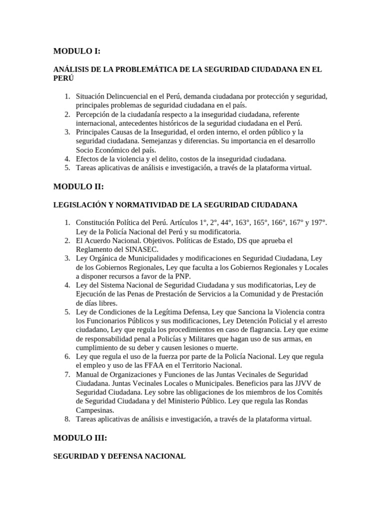 Seguridad Ciudadana en el Perú: Análisis y Normativa | PDF | Valores ...