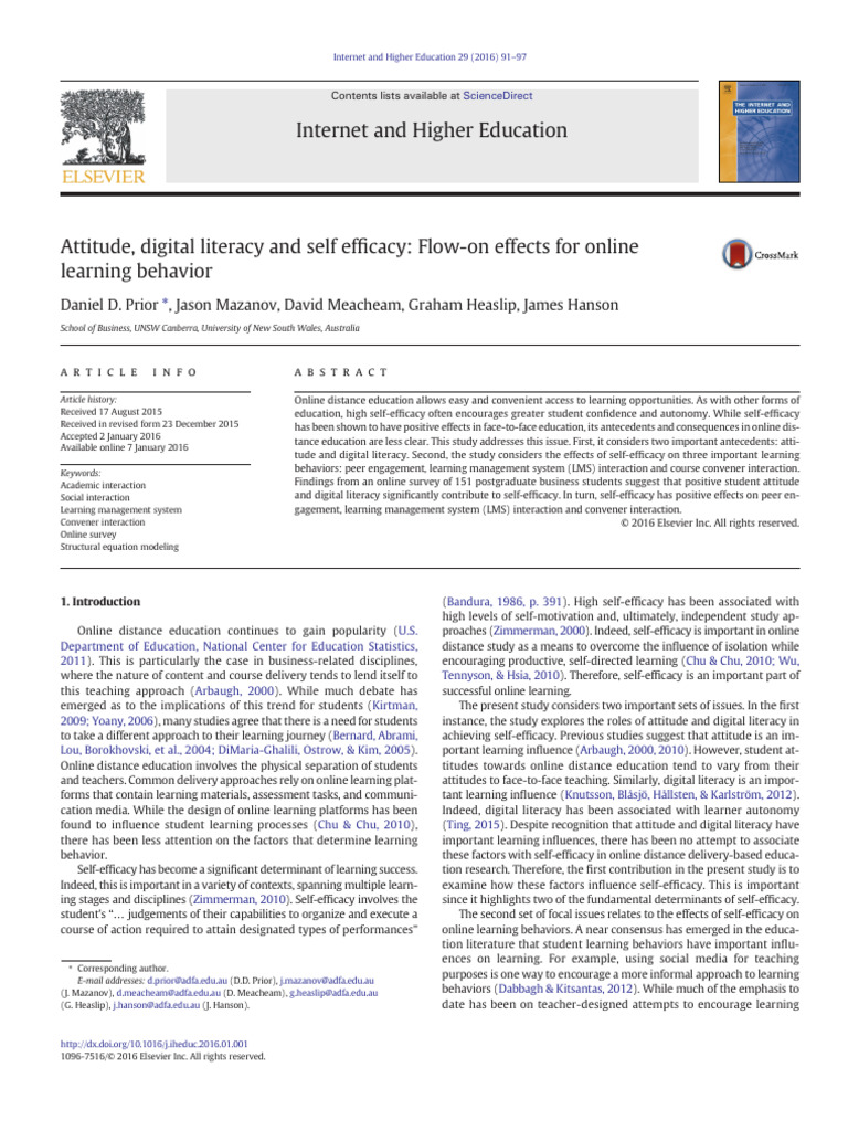 Self-Efficacy in Online Learning | PDF | Self Efficacy | Learning