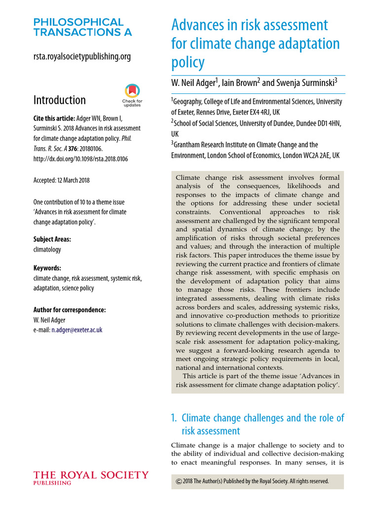 Climate Change Risk Assessment Advances | PDF | Risk | Risk Assessment