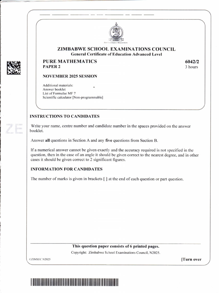 2025 November Paper 2 Maths 6042 | PDF