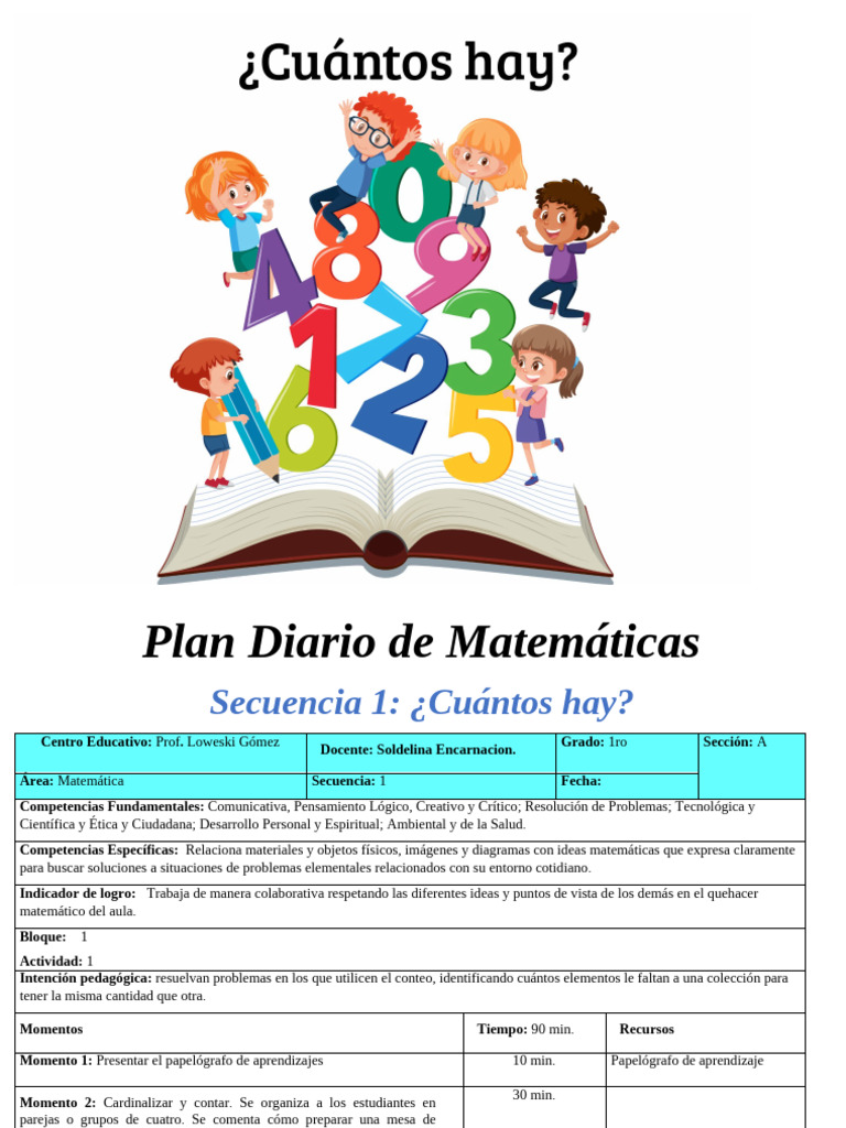 Plan de Matemáticas para 1ro A | PDF | Maestros | Pensamiento