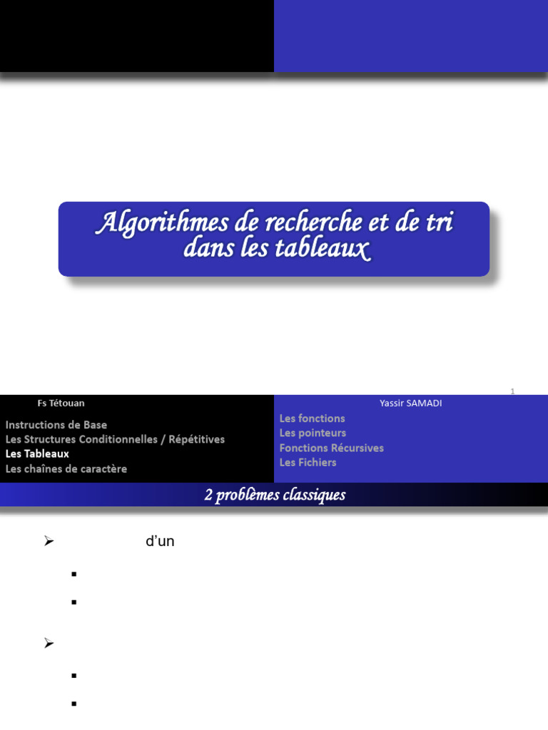 Algorithmes de Recherche et Tri en C | PDF | Génie logiciel | Informatique