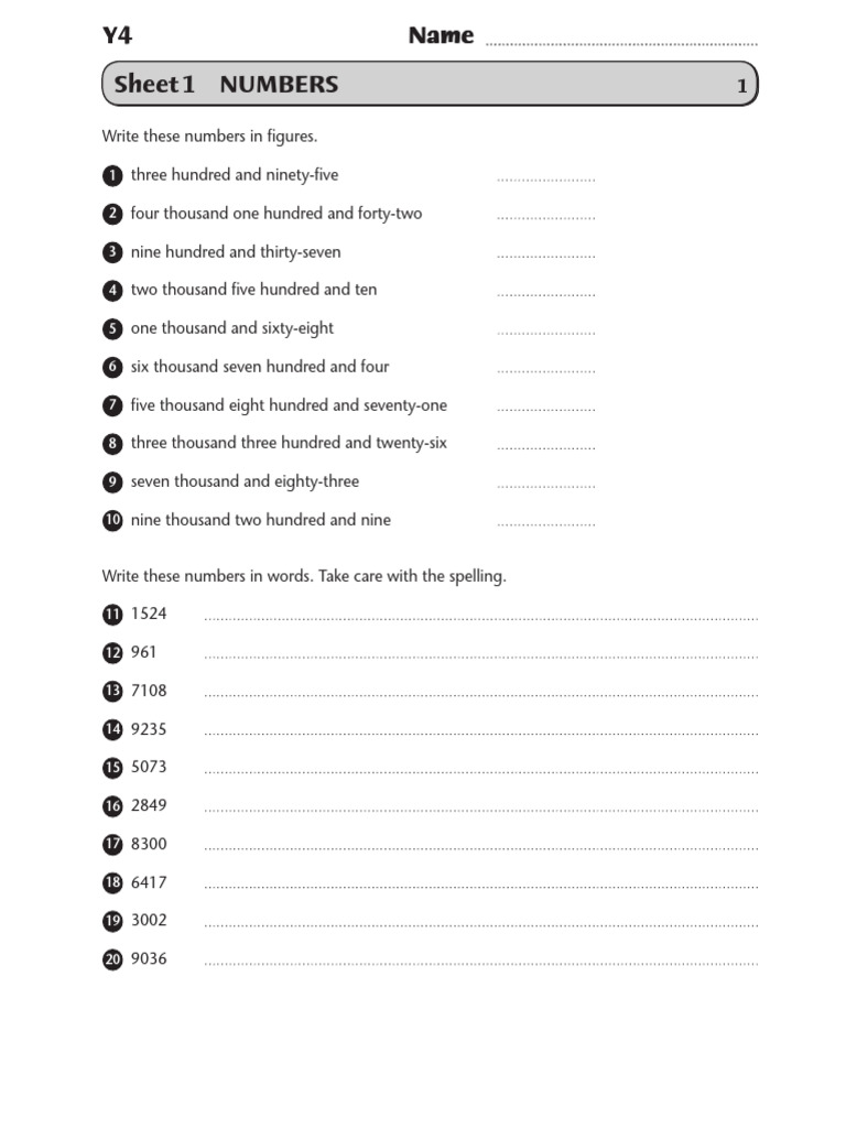 Year 4 Math Worksheets: Numbers & Operations | PDF