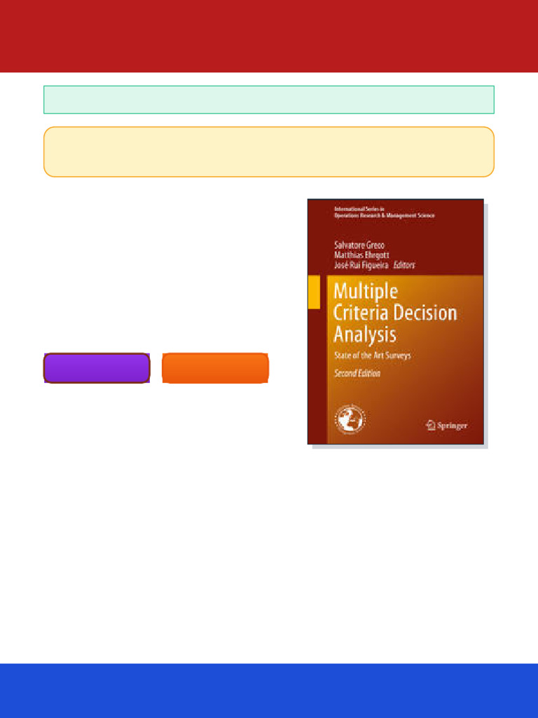 Multiple Criteria Decision Analysis State of the Art Surveys 2nd ...