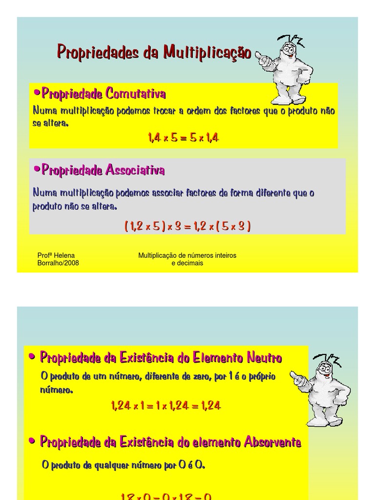 Propriedades Da Multiplicação | PDF | Número inteiro | Multiplicação, image size:768x1024