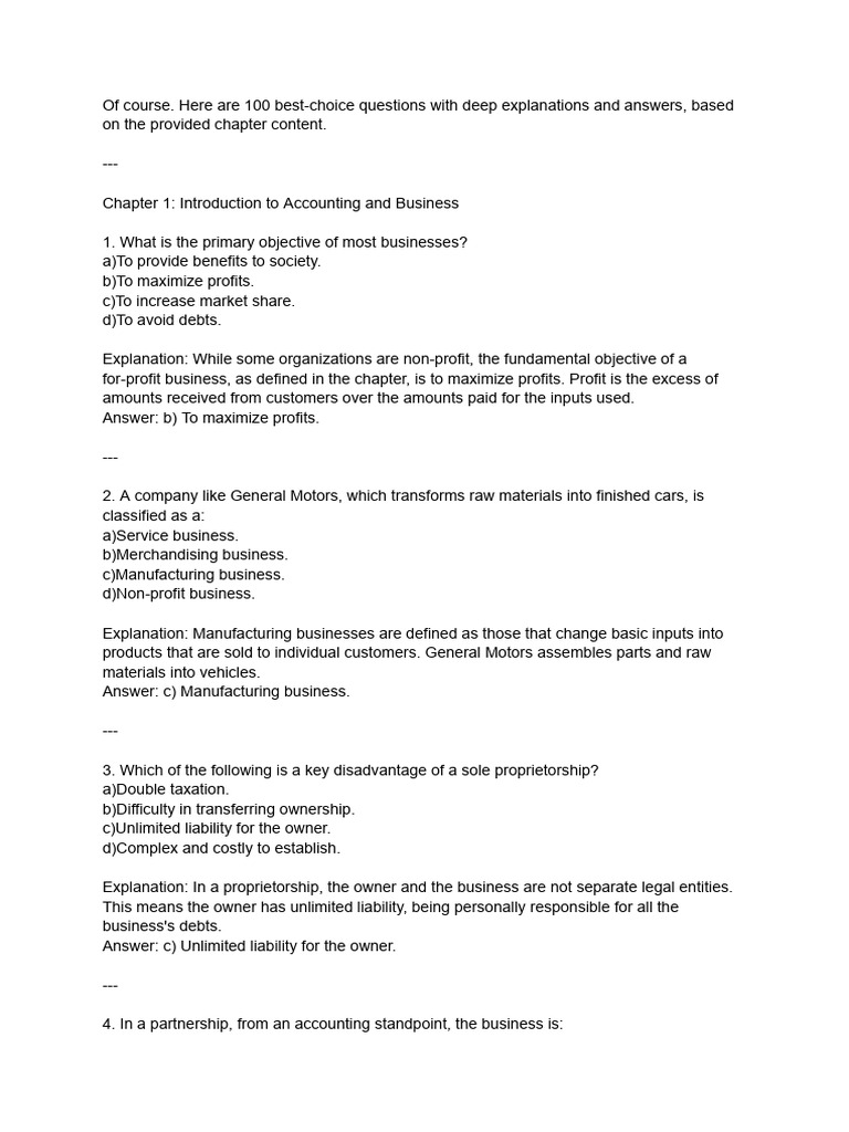 100 Accounting Questions with Answers | PDF | Equity (Finance ...