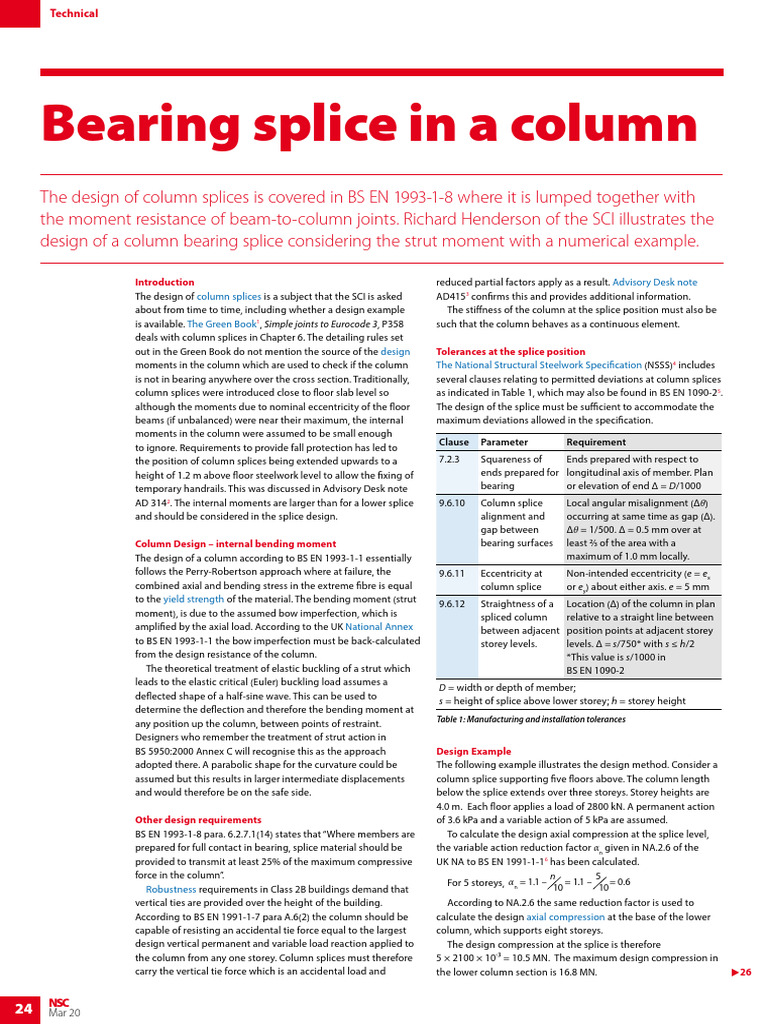 Column Splice Design in Steel Structures | PDF | Buckling | Bending