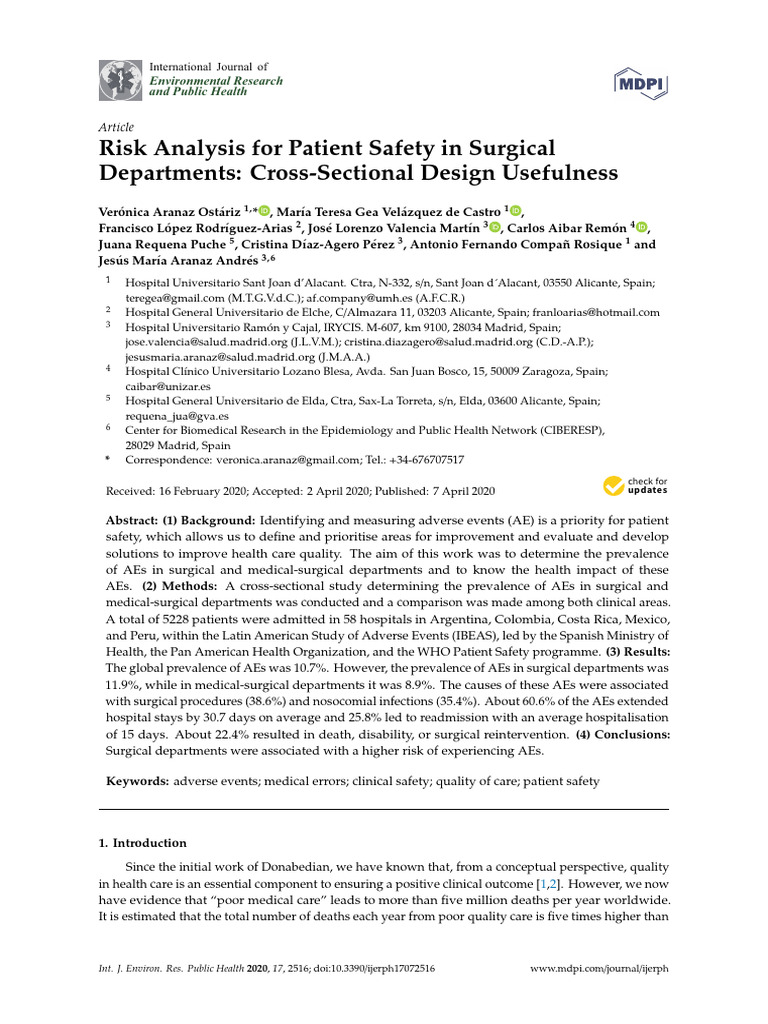 Patient Safety Risks in Surgical Departments | PDF | Patient Safety ...