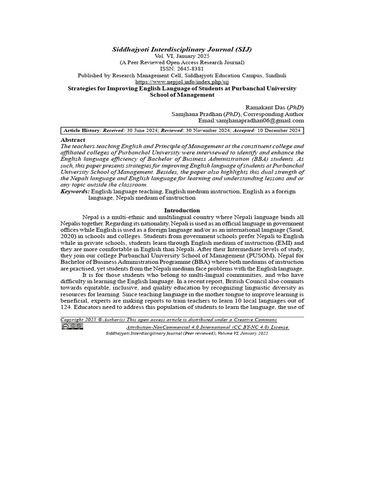 Strategies to Enhance English Skills at Purbanchal University | PDF ...