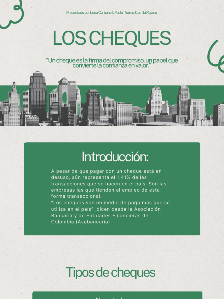 Tipos y Uso de Cheques en Colombia | PDF | Cheque | Bancos