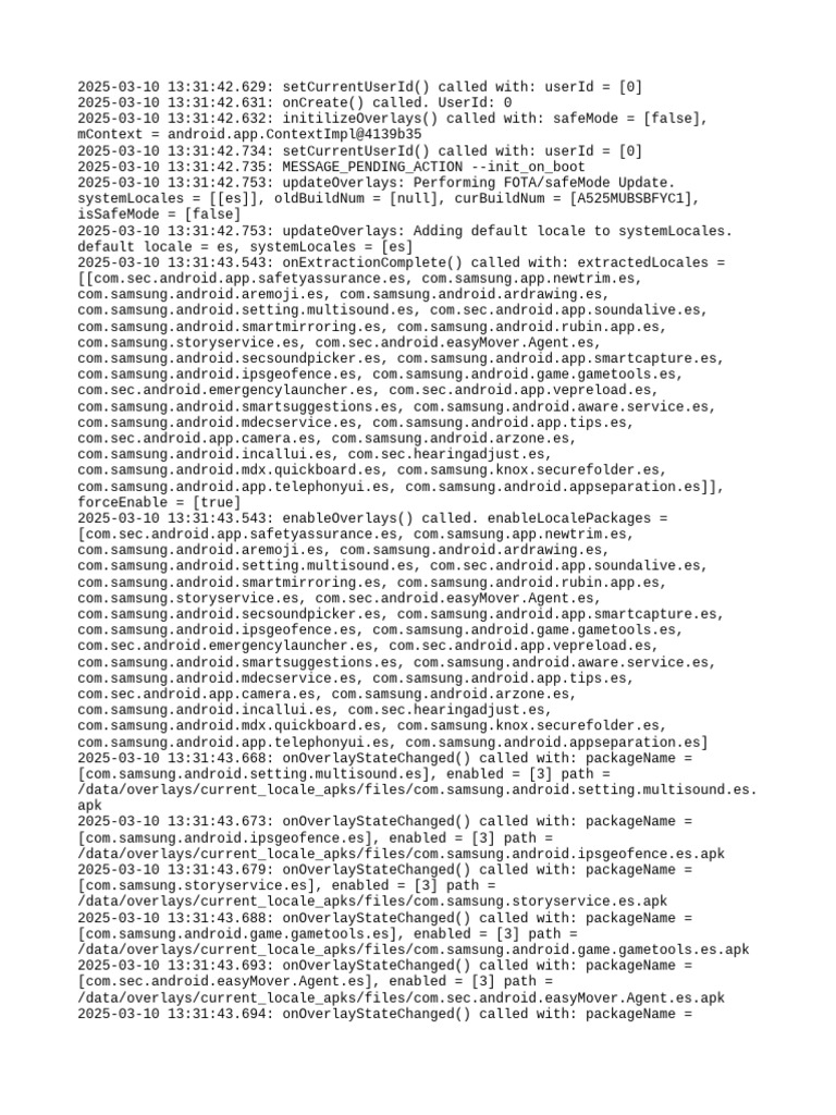 Samsung Overlay Initialization Logs | PDF | Android (Robot) | Personal ...