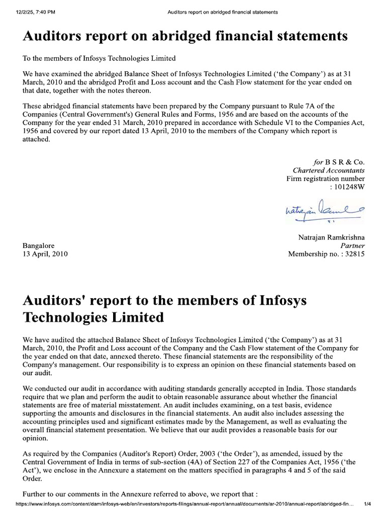 Example of Audit Report On SA 810 - 2 Audit Reports Are Given Here. | PDF