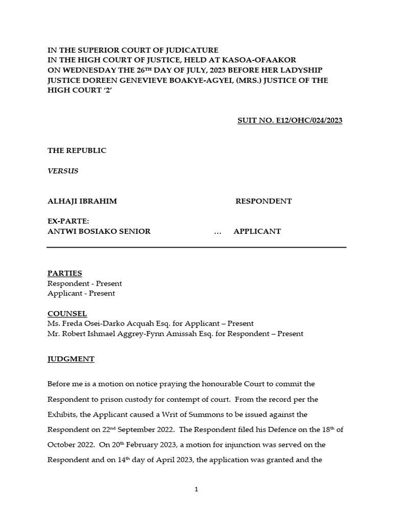 Contempt of Court Ruling: Republic vs. Ibrahim | PDF | Contempt Of ...