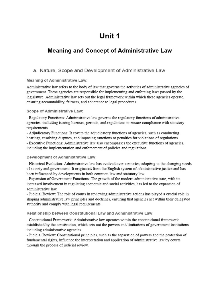 Unit 1 Admin Sem 4.PDF | PDF | Administrative Law | Rule Of Law