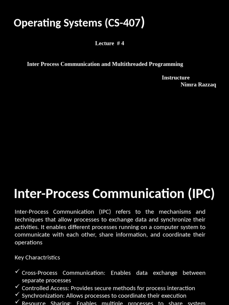 IPC and Multithreading in OS | PDF | Thread (Computing) | Process ...