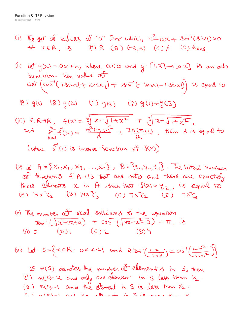 Function & ITF Revision | PDF