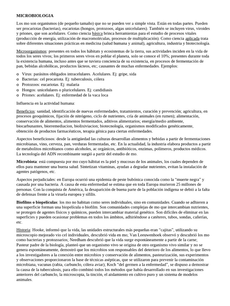 Resumen Micro | PDF | Respiración celular | Las bacterias