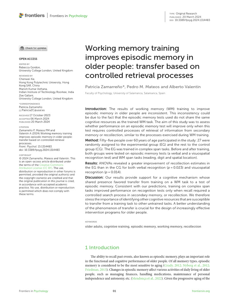 fpsyg-15-1314483 | PDF | Recall (Memory) | Memory