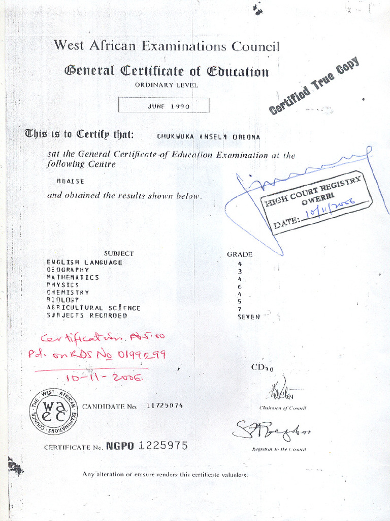 Gce Result | PDF
