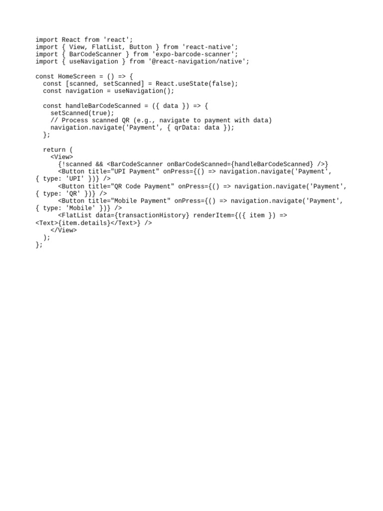 React Native QR Code Payment App | PDF