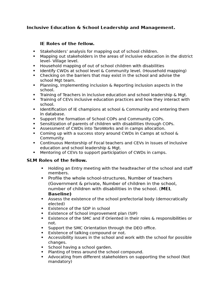 Activities of Fellows Under IE & SLM | PDF
