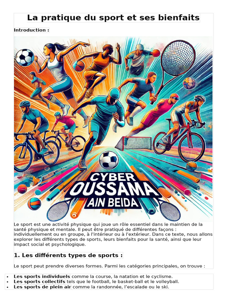 Bienfaits du sport sur la santé et la société | PDF | Des sports